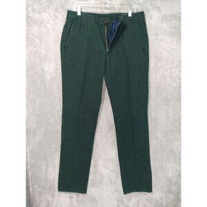 Bonobos Pants Mens 34x34 Green Chino Slim Fireside Flannel Lined Mid Rise